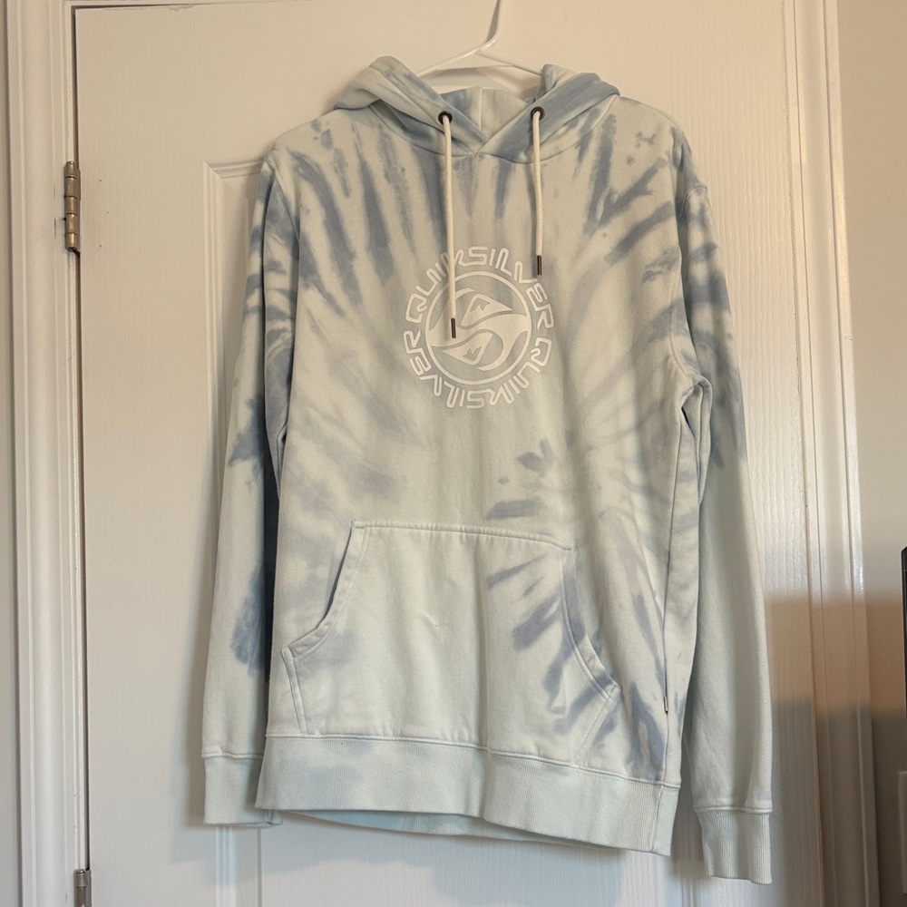 Quiksilver Men's Light Blue Tie-Dye Hoodie